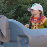Riding a bunny "train" car (hooked to a tractor).